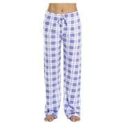 Just Love Women's Plaid Pajama Pants in 100% Cotton Jersey - Comfortable Sleepwear for Women (Periwinkle - Plaid, Medium)