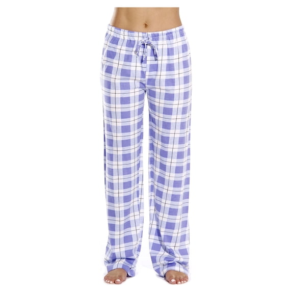 Just Love Women's Plaid Pajama Pants in 100% Cotton Jersey - Comfortable Sleepwear for Women (Periwinkle - Plaid, Small)