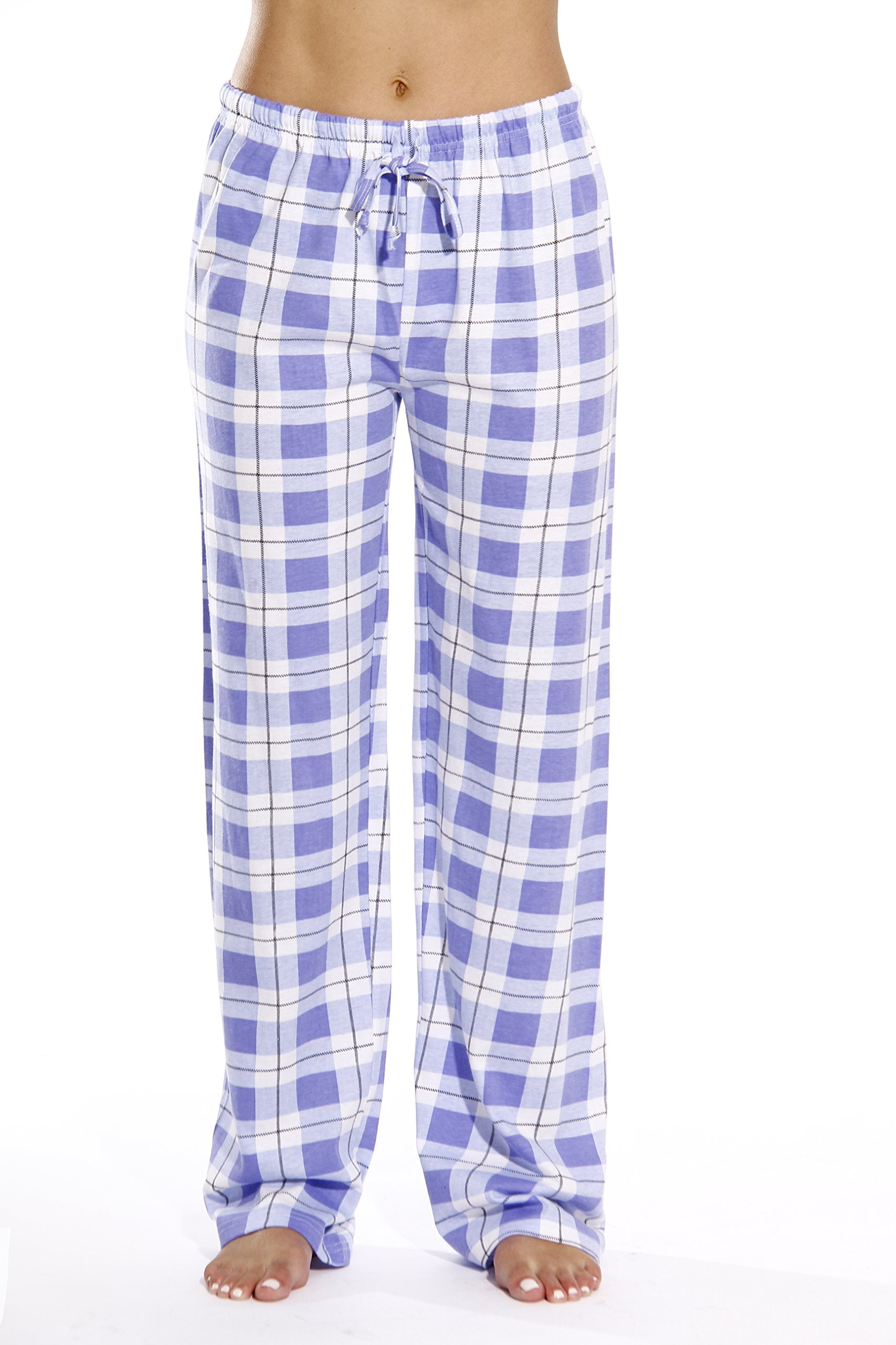 Just Love Women's Plaid Pajama Pants in 100% Cotton Jersey - Comfortable  Sleepwear for Women (Periwinkle - Plaid, X-Small)