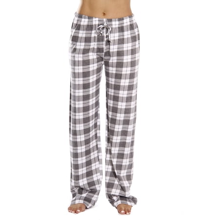 Just Love Women's Plaid Pajama Pants in 100% Cotton Jersey - Comfortable Sleepwear for Women (Grey - Plaid, Small)