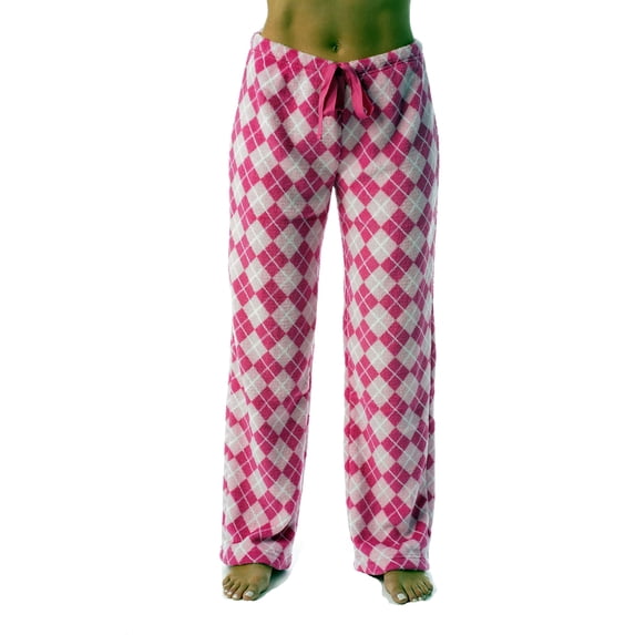 Just Love Women's Plush Pajama Pants 6339-10 (Pink - Argyle, Small)