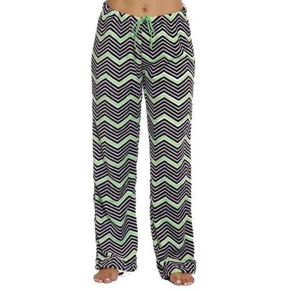 Just Love Women's Plush Pajama Pants 6339-10351-RED-M (Chevron - Black / Lime, X-Large)