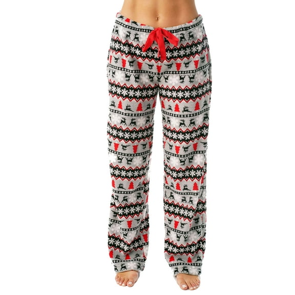 Just Love Women's Plush Pajama Pants 6339-10351-RED-M (Winter Reindeer Fairisle, X-Large)
