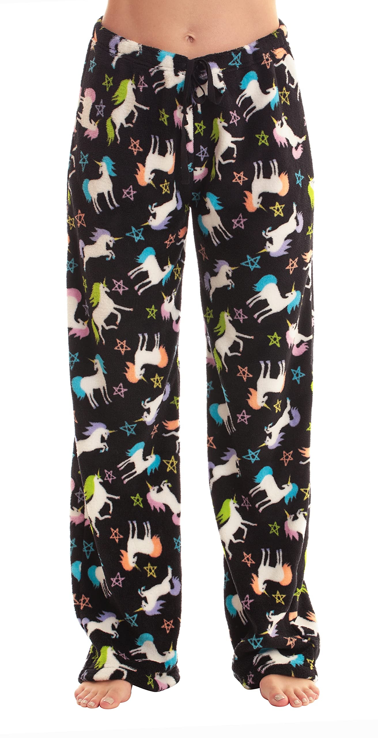 Just Love Womens Plush Pajama Pants 6339 10668 Rb 1x Black Unicorn