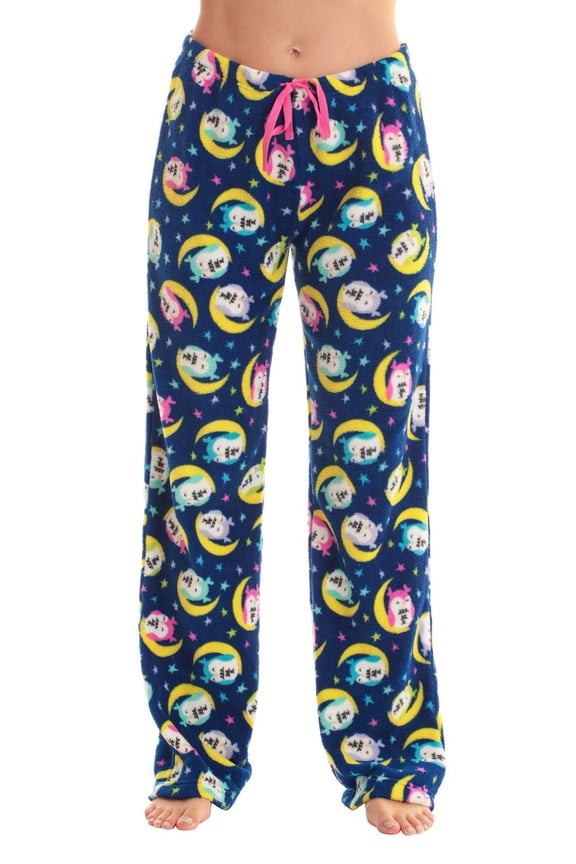 Women's Plush Pajama Pants 6339-10668-RB-1X (Blue - Moonstruck Owl, Small)