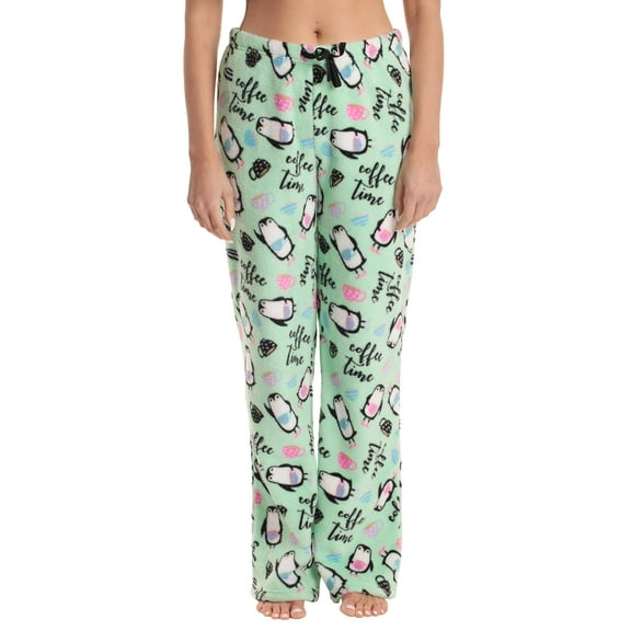 Just Love Women's Plush Pajama Pants 6339-10668-RB-1X (Lemon - Coffee Time Penguin, X-Small)