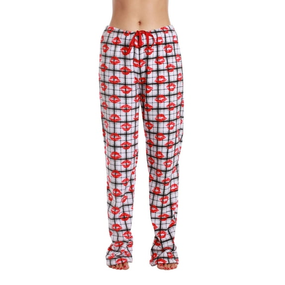 Just Love Women's Plush Pajama Pants 6339-10668-RB-1X (Multi - Plaid Lips, Large)