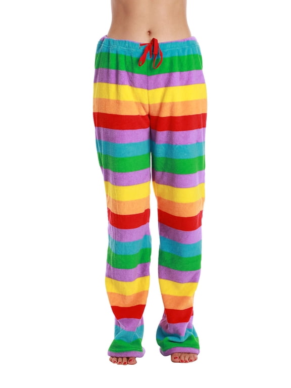 Plush Pajama Pants for Women - Petite to Plus Size Sleepwear (Multi - Rainbow, X-Small)
