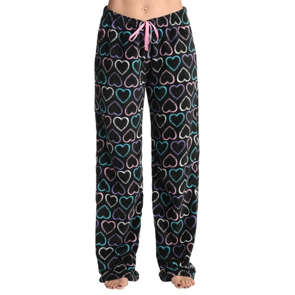 Just Love Women's Plush Pajama Pants 6339-V-10770-M (Medium, Black - Chalk Hearts)
