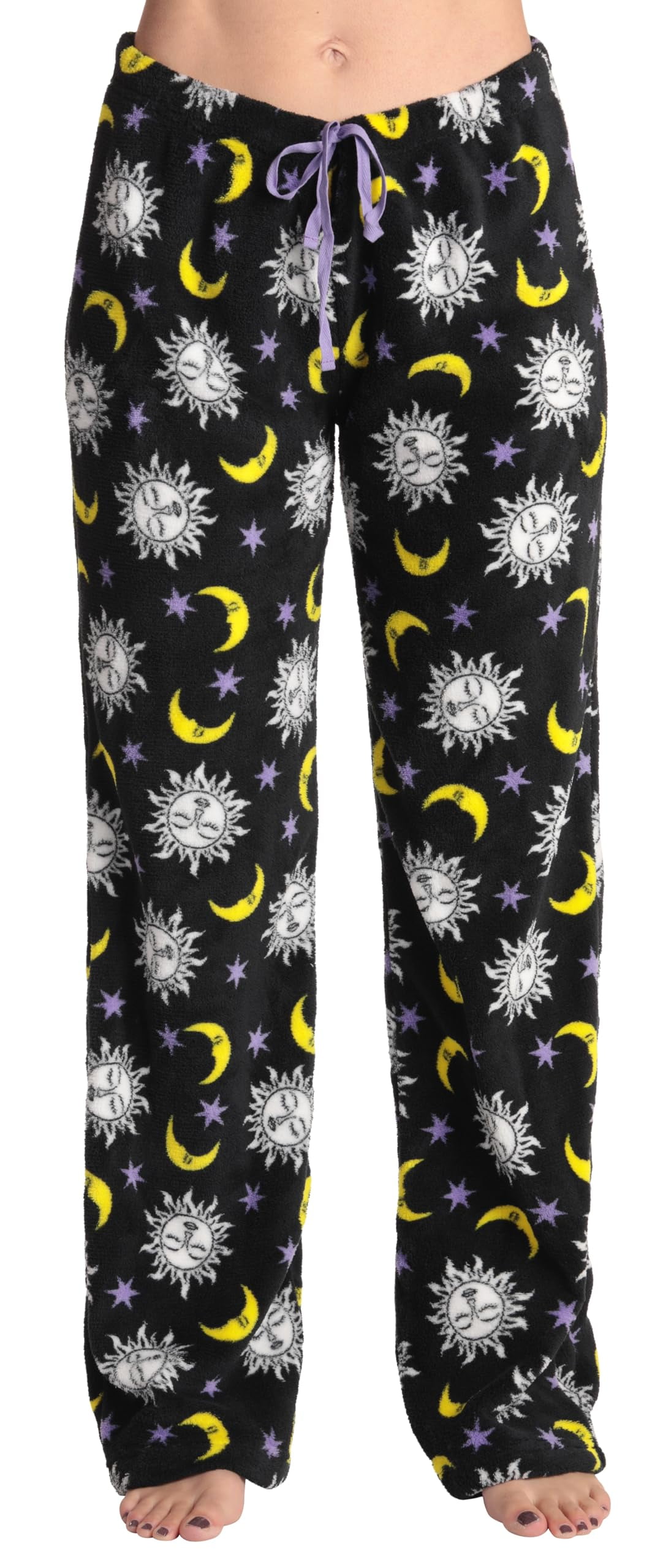 Just Love Women's Plush Pajama Set - Black Winter Snowflake Print, Large, 100% Polyester Fleece