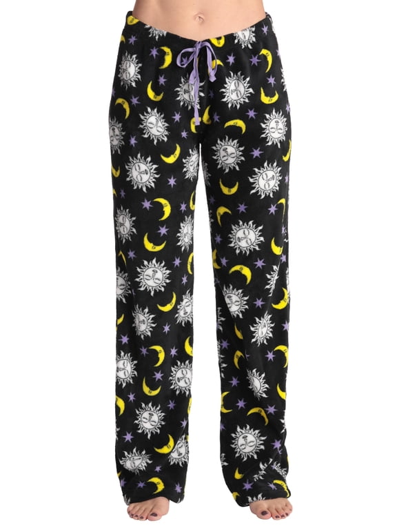 Women's Plush Pajama Pants (Black - Astro Moon Sky, Large)