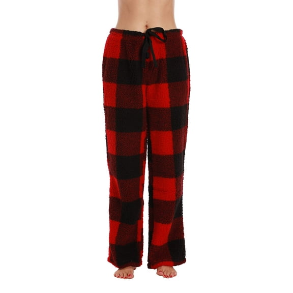 Just Love Fleece Pajama Pants for Women Sleepwear PJs (Big Plaid - Red, X-Small)