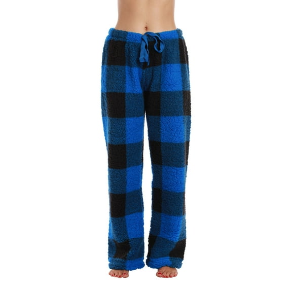 Just Love Fleece Pajama Pants for Women Sleepwear PJs (Big Plaid - Royal, 2X)