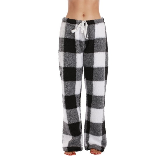 Just Love Fleece Pajama Pants for Women Sleepwear PJs (Big Plaid - White, X-large)