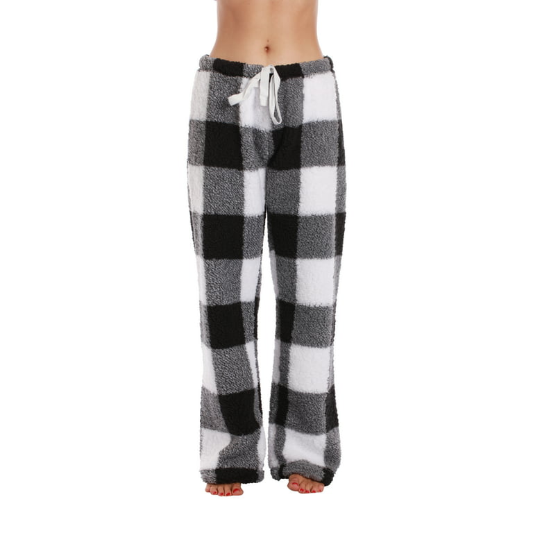 Just Love Women's Plush Pajama Pants (Big Plaid - White, X-large