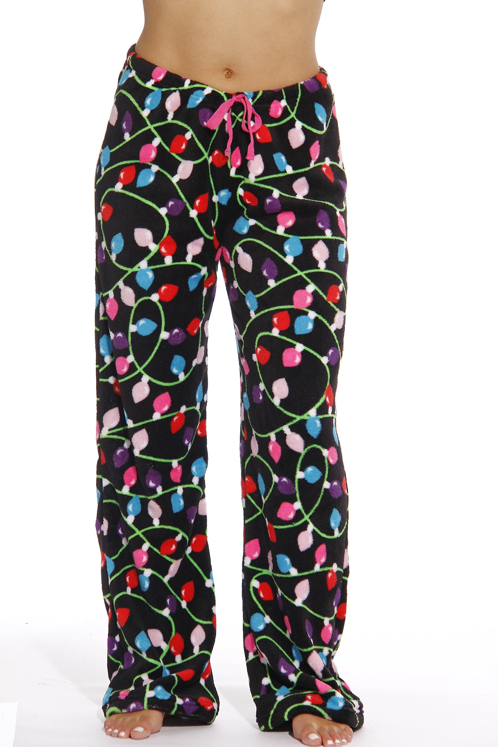 Just Love Women s Plush Pajama Pants Black Light Up X Small