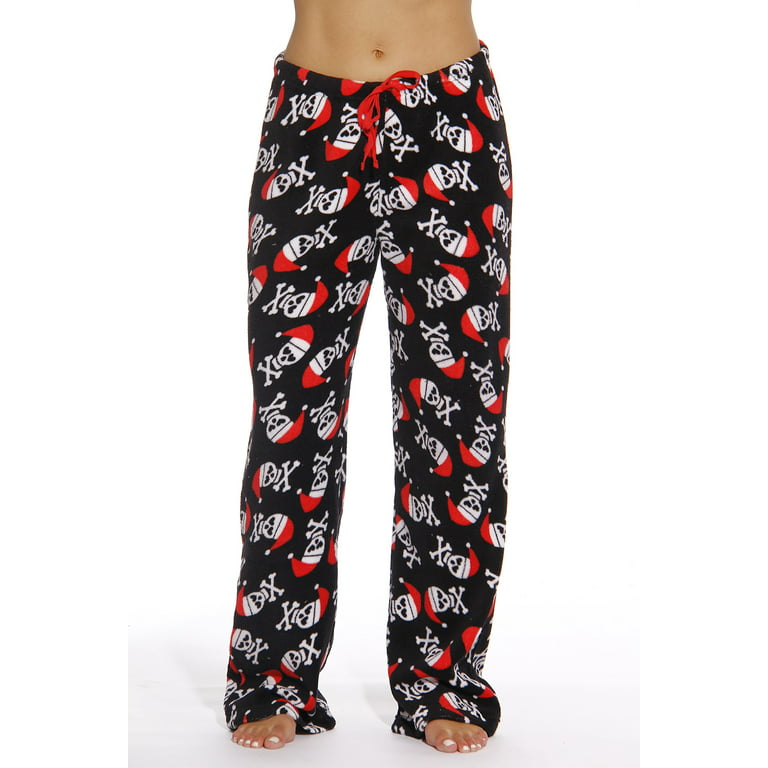 Just Love Women's Plush Pajama Pants (Black - Santa Skull, Small