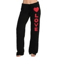 thumbnail image 1 of Just Love Women's Plush Pajama Pants - Comfortable and Stylish Loungewear (Black - Love Heart, 2X), 1 of 3