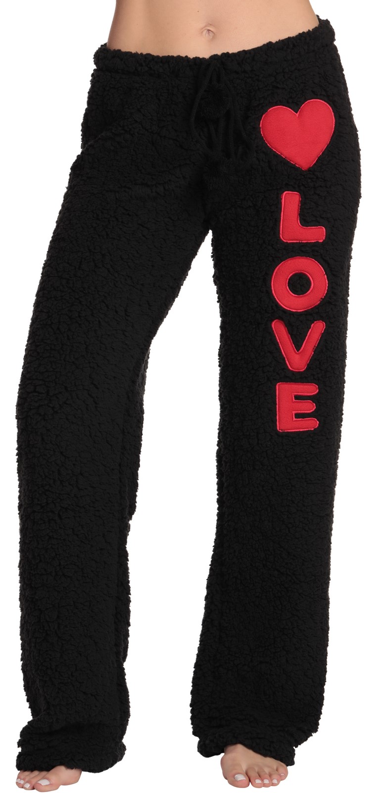 Just Love Women's Plush Pajama Pants - Comfortable and Stylish Loungewear (Black - Love Heart, X-Small)