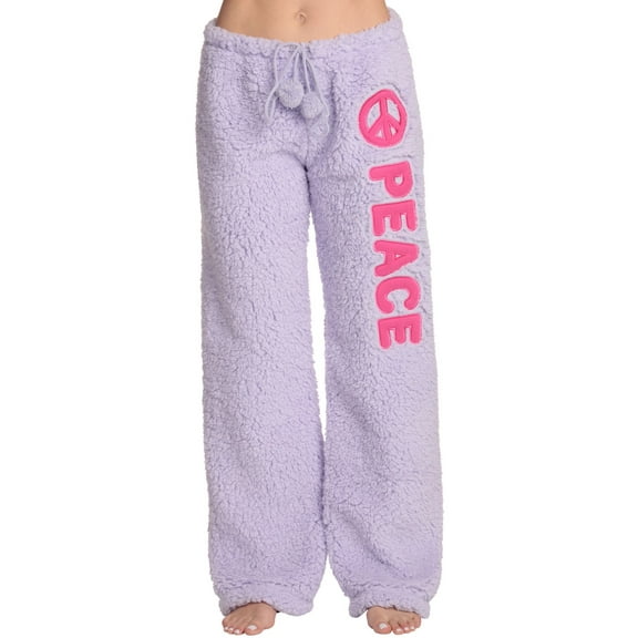 Just Love Women's Plush Pajama Pants - Comfortable and Stylish Loungewear (Lilac - Peace, X-Small)