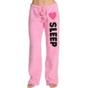 Just Love Women's Plush Pajama Pants - Comfortable and Stylish Loungewear (Pink - Love Sleep, Medium)