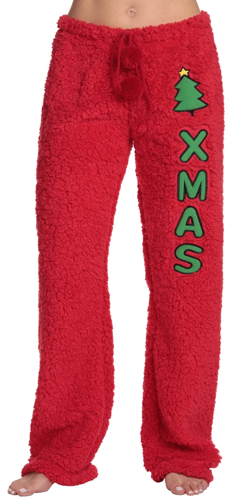 Womens Ladies Plush Fleece PJ Pajama Pants 80140P, Navy Red Plaid