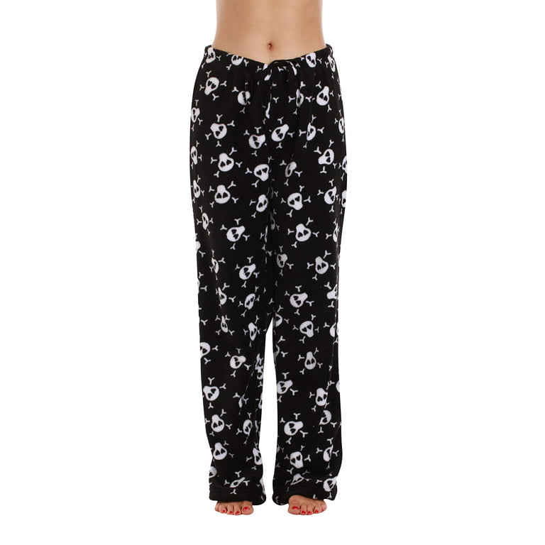 Just Love Women's Plush Pajama Pants - Cozy Lounge Sleepwear (Black - Skull  and Crossbones, 1X) 