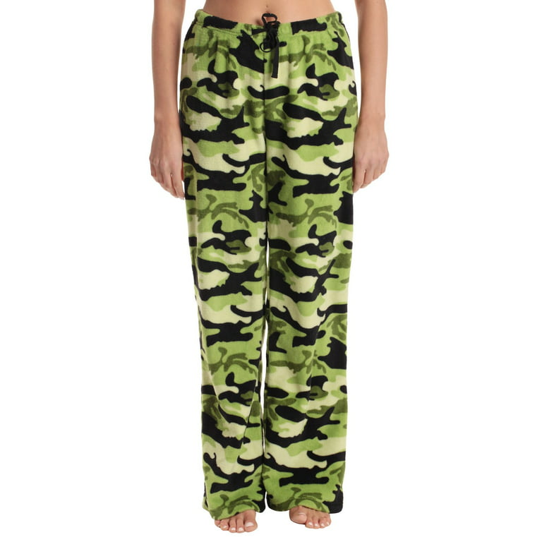 Just Love Women's Plush Pajama Pants - Cozy Lounge Sleepwear (Green -  Camouflage, Small) 