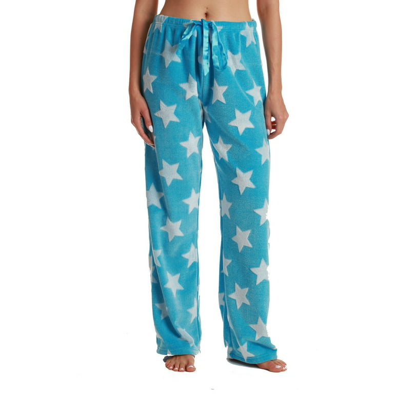 Just Love Women's Plush Pajama Pants (Embossed Star - Blue, Medium)