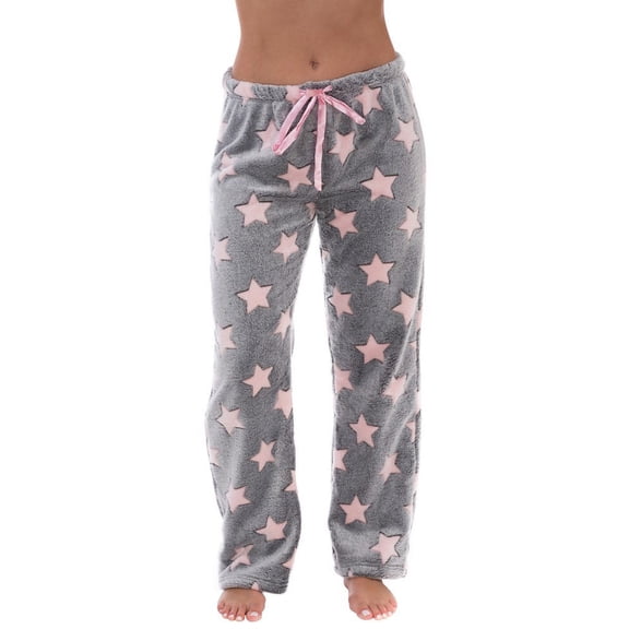 Just Love Women's Plush Pajama Pants (Embossed Star - Grey, 3X)