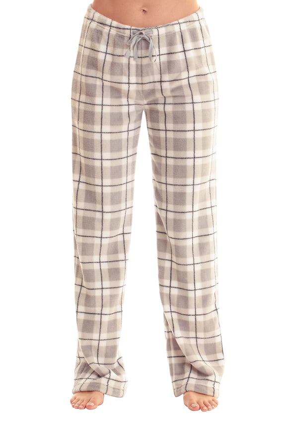 Women's Plush Pajama Pants - Petite to Plus Size Pajamas 1X Grey - Plaid