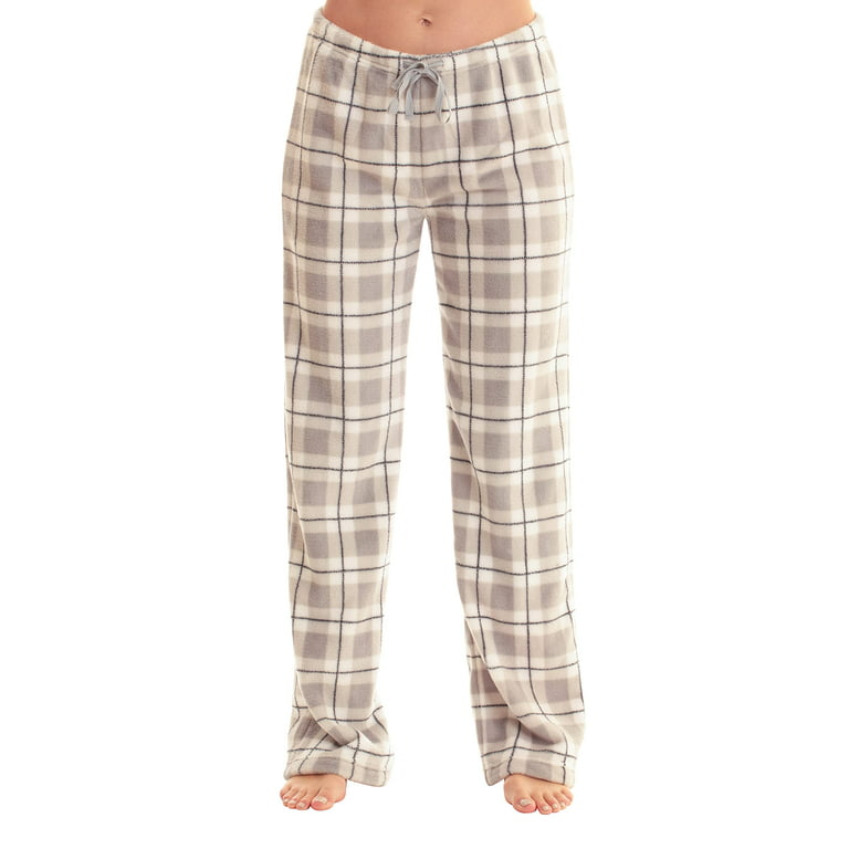 Just Love Women's Plush Pajama Pants - Soft and Cozy Lounge Pants (Grey -  Plaid, Large) 