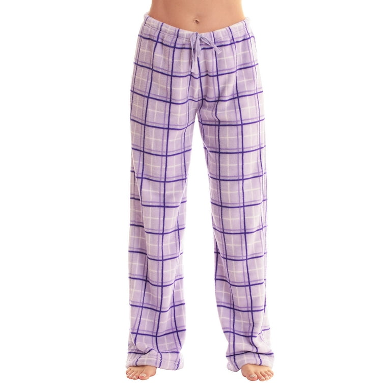 Just Love Women's Plush Pajama Pants - Soft and Cozy Lounge Pants (Purple -  Plaid, Large) 