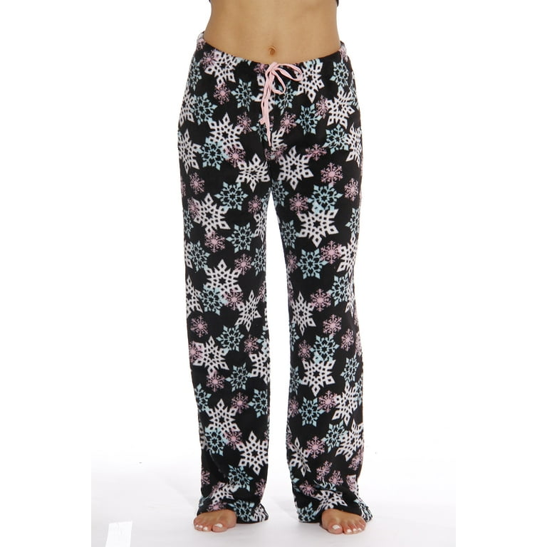 Just Love Women s Plush Pajama Pants Soft and Cozy Lounge Pants in Petite to Plus Sizes Black Snowflake 1X