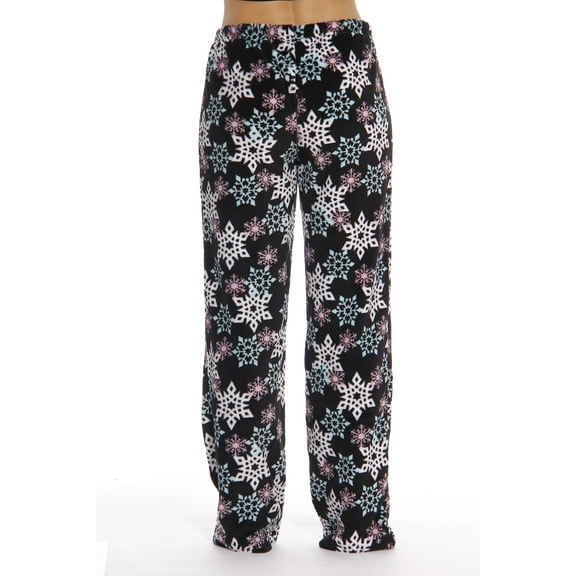 Just Love Women's Plush Pajama Pants - Soft and Cozy Lounge Pants in Petite to Plus Sizes (Black - Snowflake, Medium)