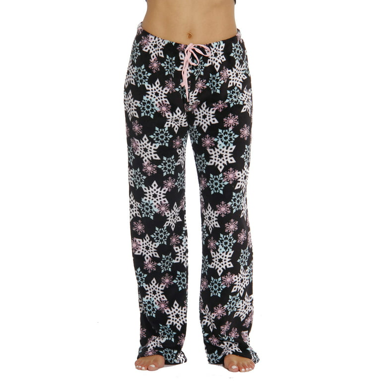 Just Love Women's Plush Pajama Pants - Soft and Cozy Lounge Pants in Petite  to Plus Sizes (Black - Snowflake, X-Large)