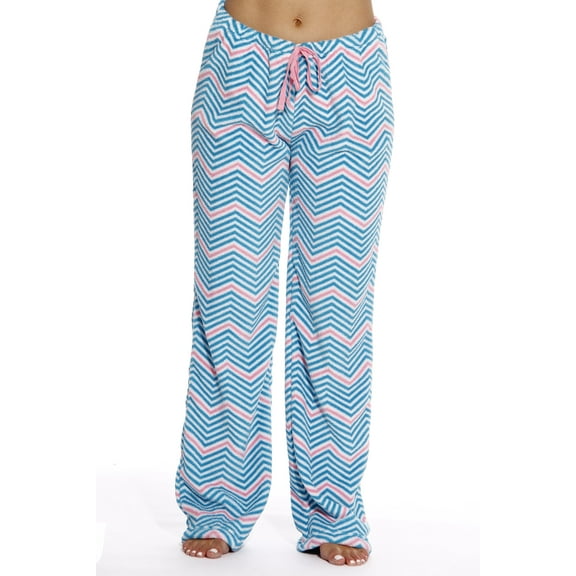 Just Love Women's Plush Pajama Pants - Soft and Cozy Lounge Pants in Petite to Plus Sizes (Chevron - Turquoise / Pink, Large)