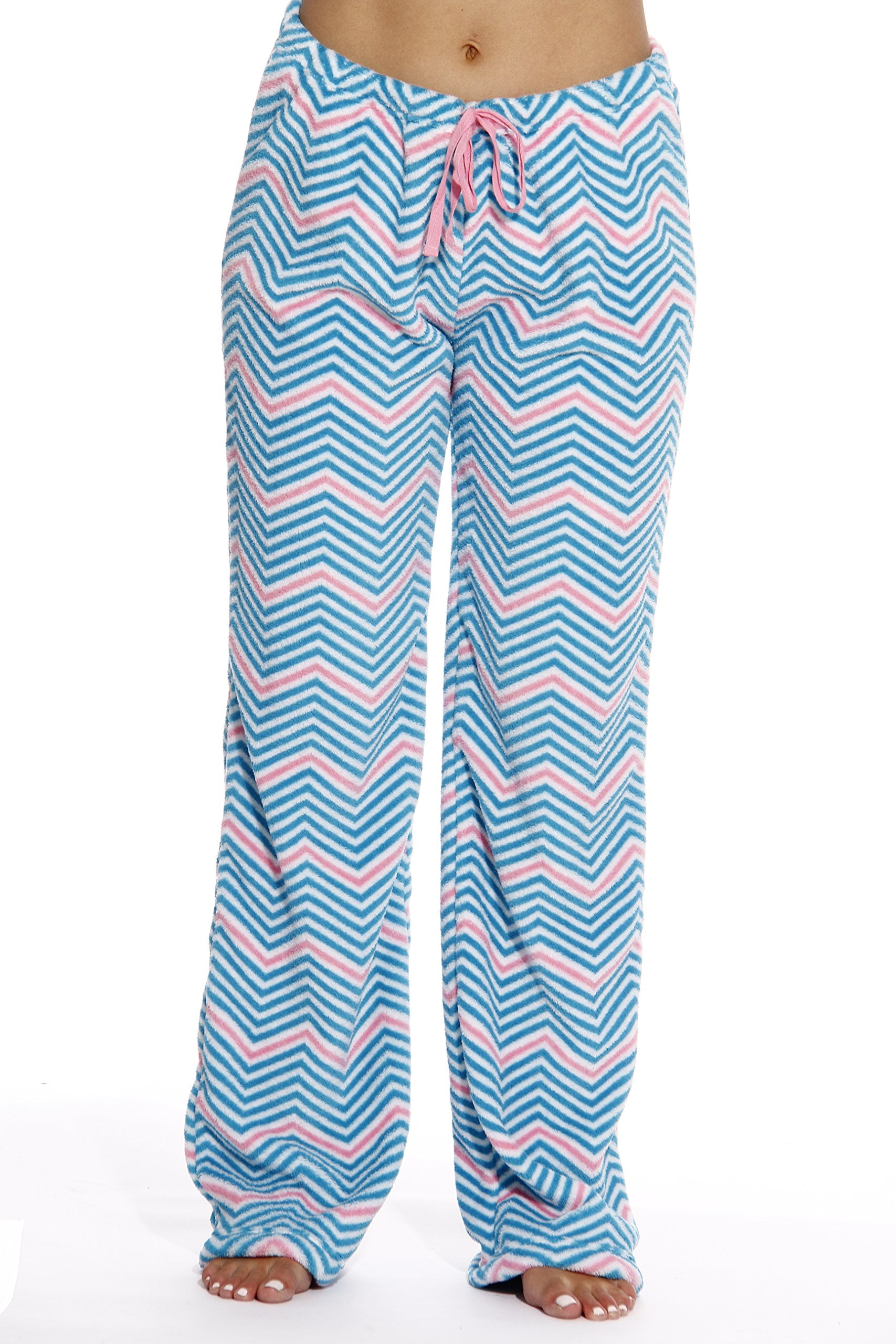 Just Love Women's Plush Pajama Pants - Soft and Cozy Lounge Pants in Petite  to Plus Sizes (Chevron - Turquoise / Pink, Small) 
