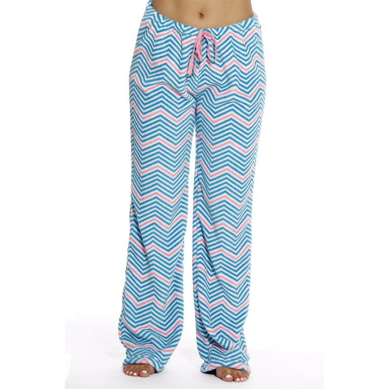 Just Love Women's Plush Pajama Pants - Soft and Cozy Lounge Pants in Petite  to Plus Sizes (Chevron - Turquoise / Pink, Small)