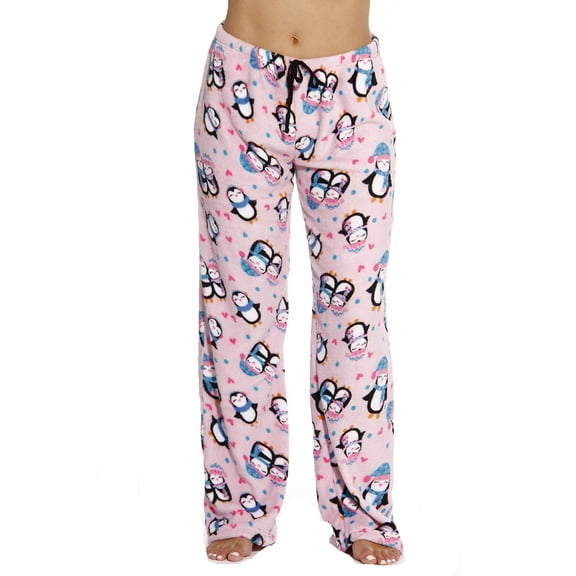 Just Love Women's Plush Pajama Pants - Soft and Cozy Lounge Pants in Petite to Plus Sizes (Pink - Penguin Love, 2X)