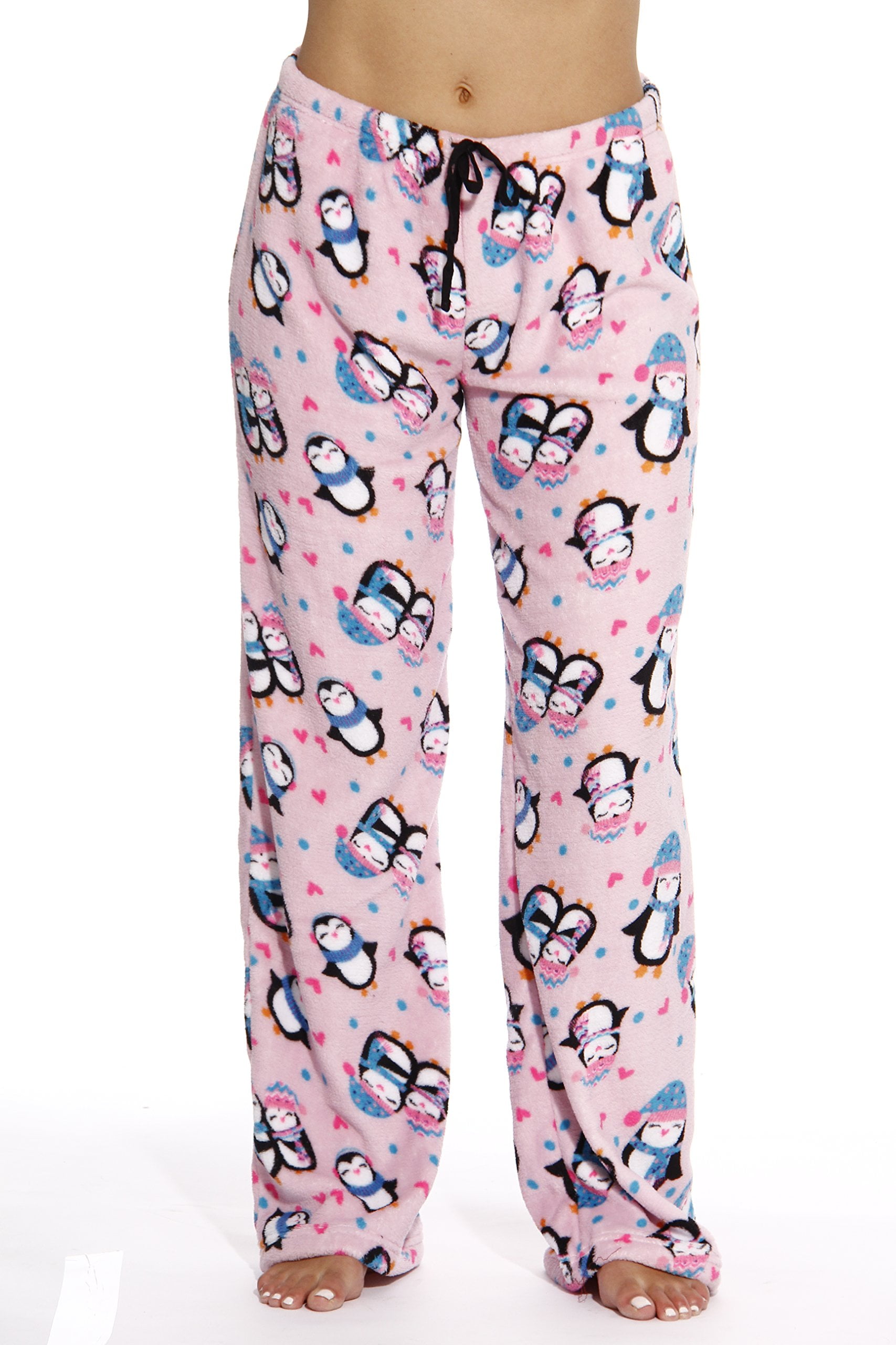 Cute Penguin Cartoon Pajama Pants For Women Pjs Bottoms Wide Leg