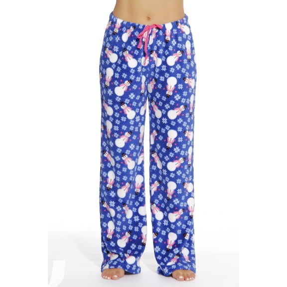 Just Love Women's Plush Pajama Pants - Soft and Cozy Lounge Pants in Petite to Plus Sizes (Royal - Snowman, 2X Plus)