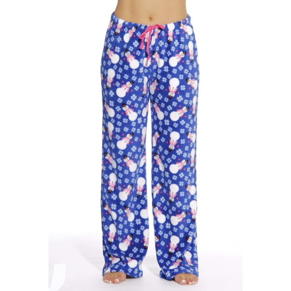 Just Love Women's Plush Pajama Pants - Soft and Cozy Lounge Pants in Petite to Plus Sizes (Royal - Snowman, 3X)