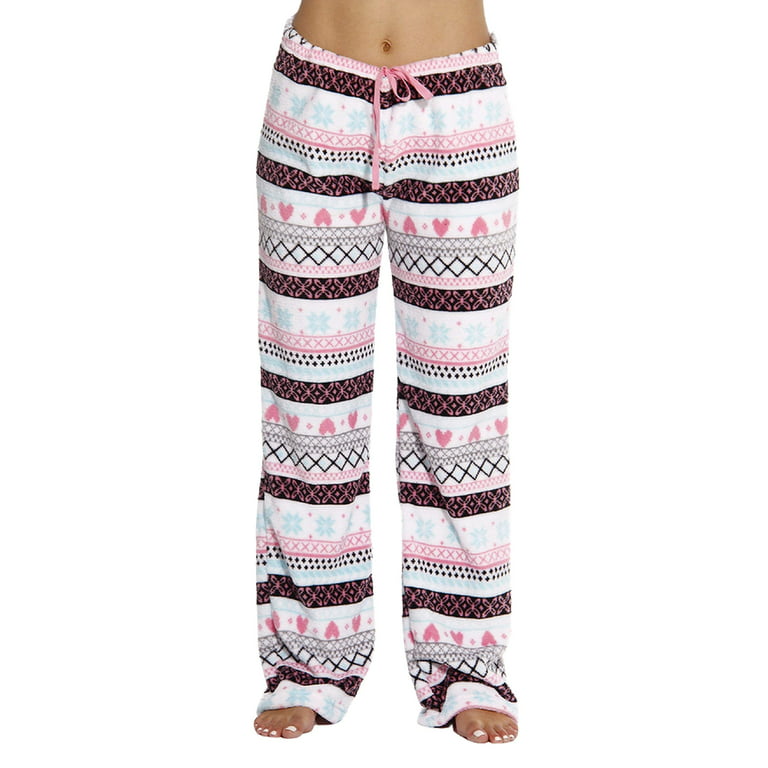Just Love Women's Plush Pajama Pants - Soft and Cozy Lounge Pants in Petite  to Plus Sizes (White - Heart Fairisle, 1X Plus) 