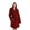thumbnail image 1 of Just Love Women's Printed Plush Robe - Soft, Warm Bathrobe for Comfortable Lounging (Buffalo Plaid - Red, Large), 1 of 3