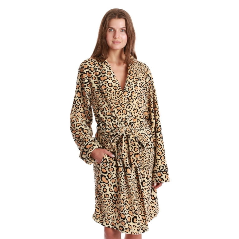 Leopard shops print dressing gown womens