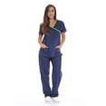 thumbnail image 1 of Just Love Women's Scrub Sets - Comfortable Medical & Nursing Scrubs (Navy with Lime Trim, 1X), 1 of 3