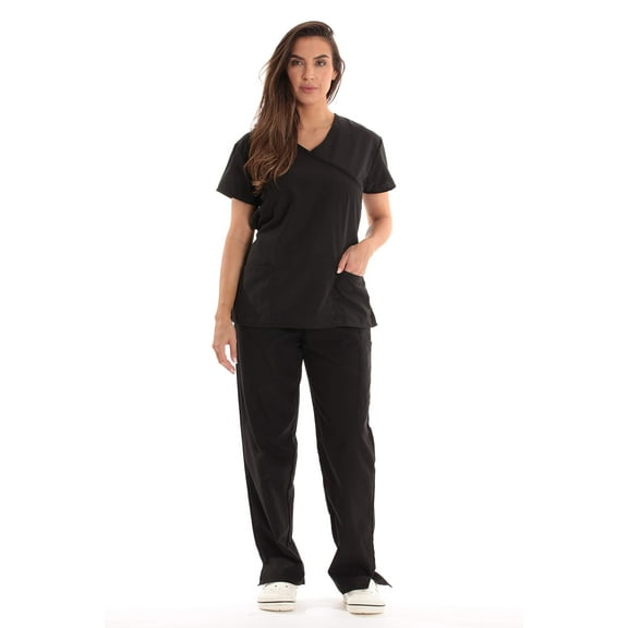 Just Love Tie Back Scrubs Set for Women 17777W-CN-1X (Black, 2X)
