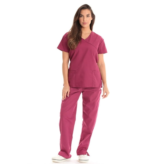 Just Love Tie Back Scrubs Set for Women 17777W-CN-1X (Burgundy, X-Large)