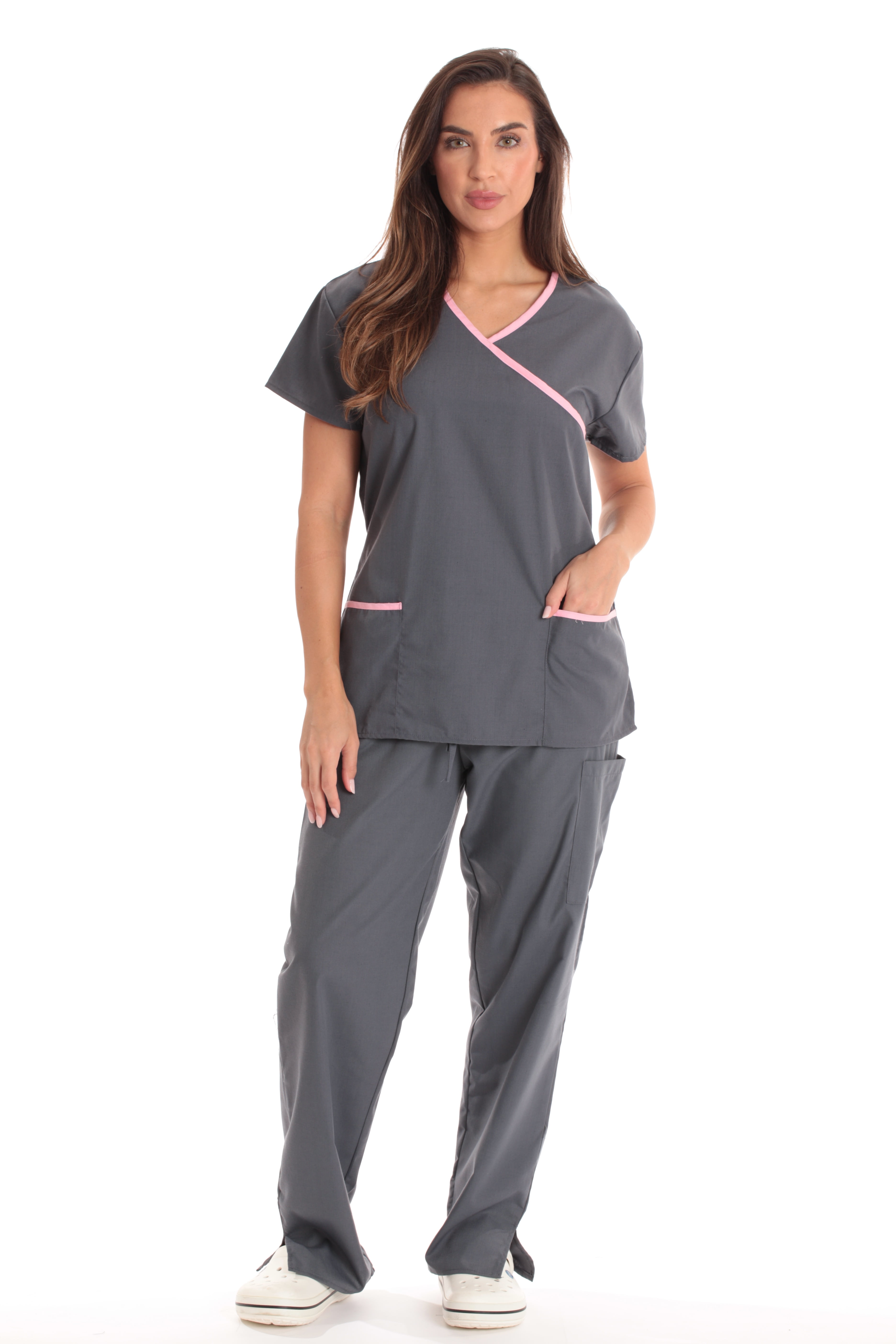 Just Love Women's Scrub Sets Medical Scrubs (Tie Back) (Large, Grey